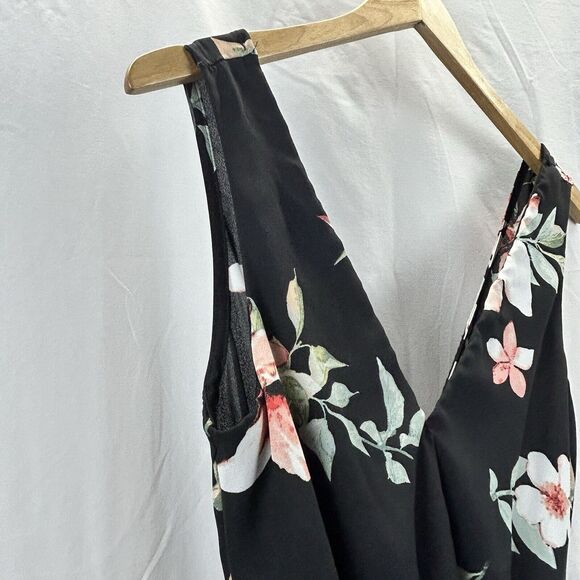 Charlotte Russe Small Black Floral Romper Sleeveless Jumper Ruffles Dressy - Picture 4 of 8